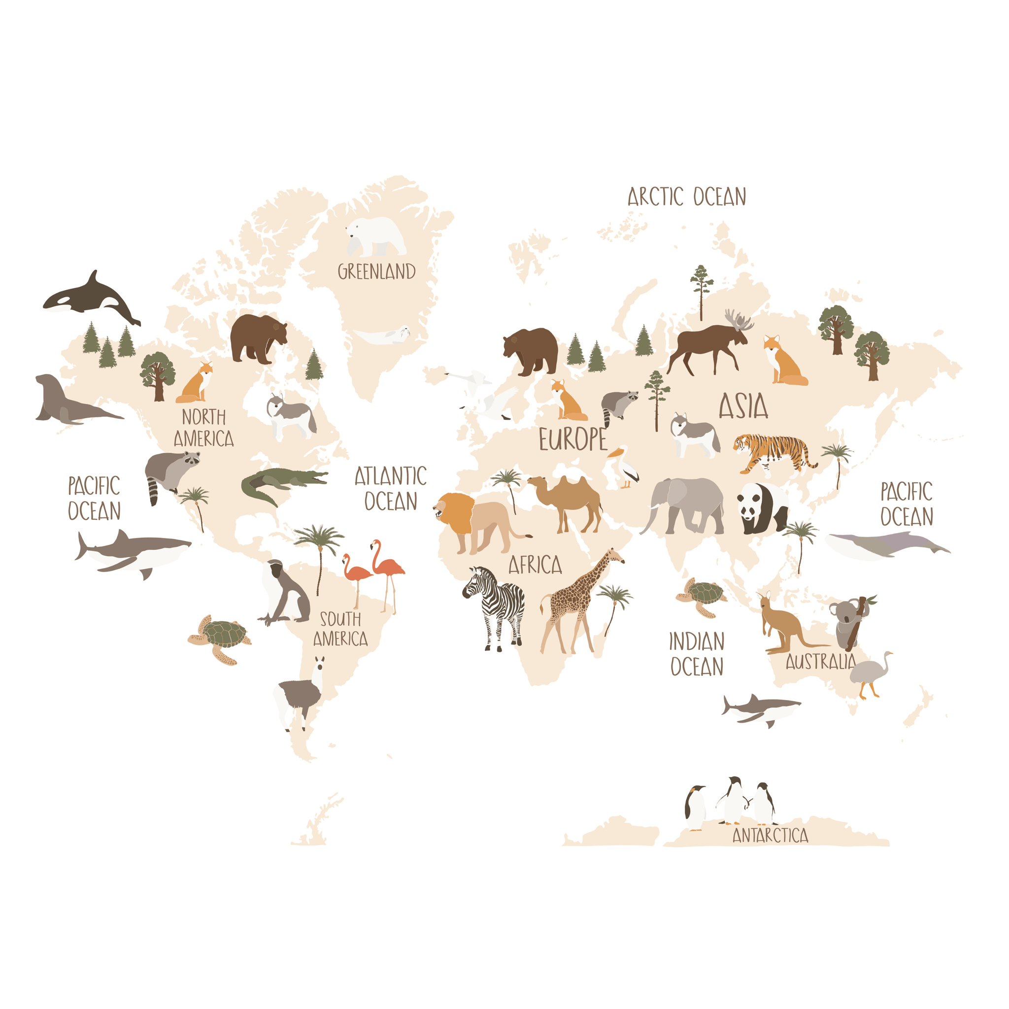Animal World Map Wallpaper - The Ditzy Dodo
