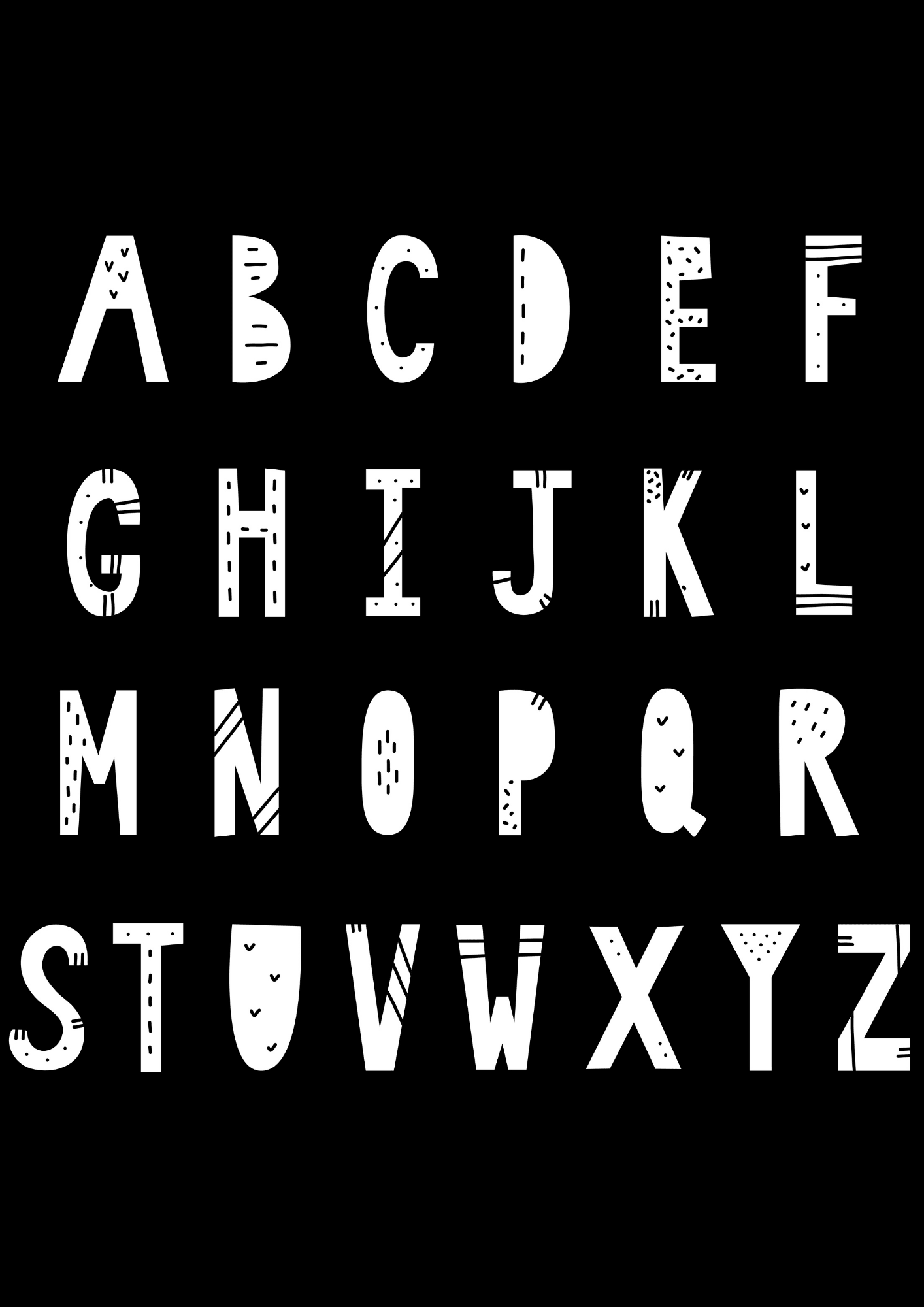Scandi Alphabet B&W - The Ditzy Dodo